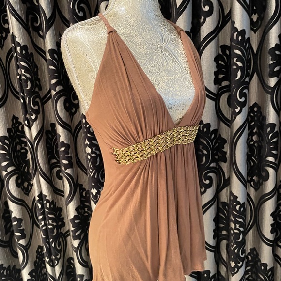 Sky Camel Halter Empire Waist Top with chain waist Embellished Detail SMALL - Picture 2 of 12